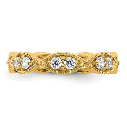 14K Yellow Gold Polished Size 4.5 Vintage Pave 1/2 carat Diamond Complete Eternity Wedding Band Ring