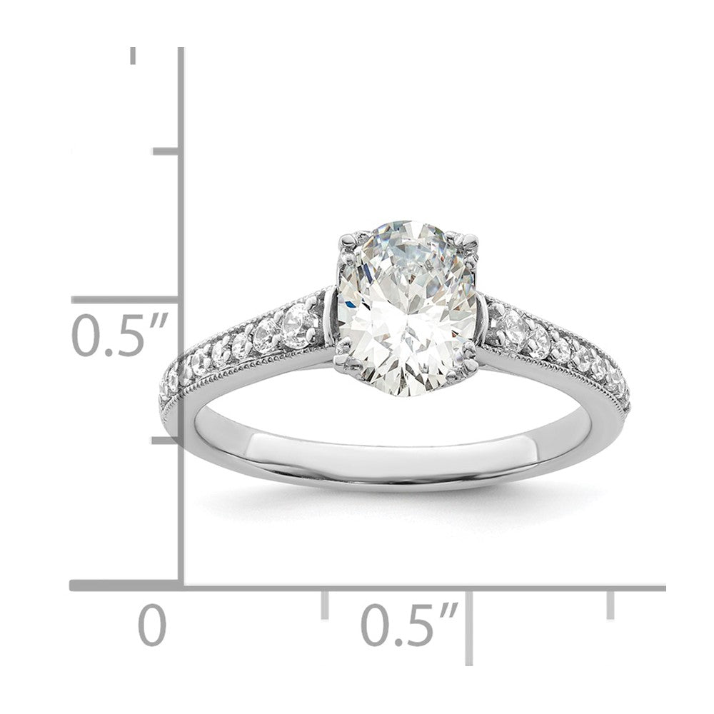 14K White Gold (Holds 1 carat (8.00x6.1mm) Oval Center) 1/5 carat Diamond Semi-Mount Engagement Ring
