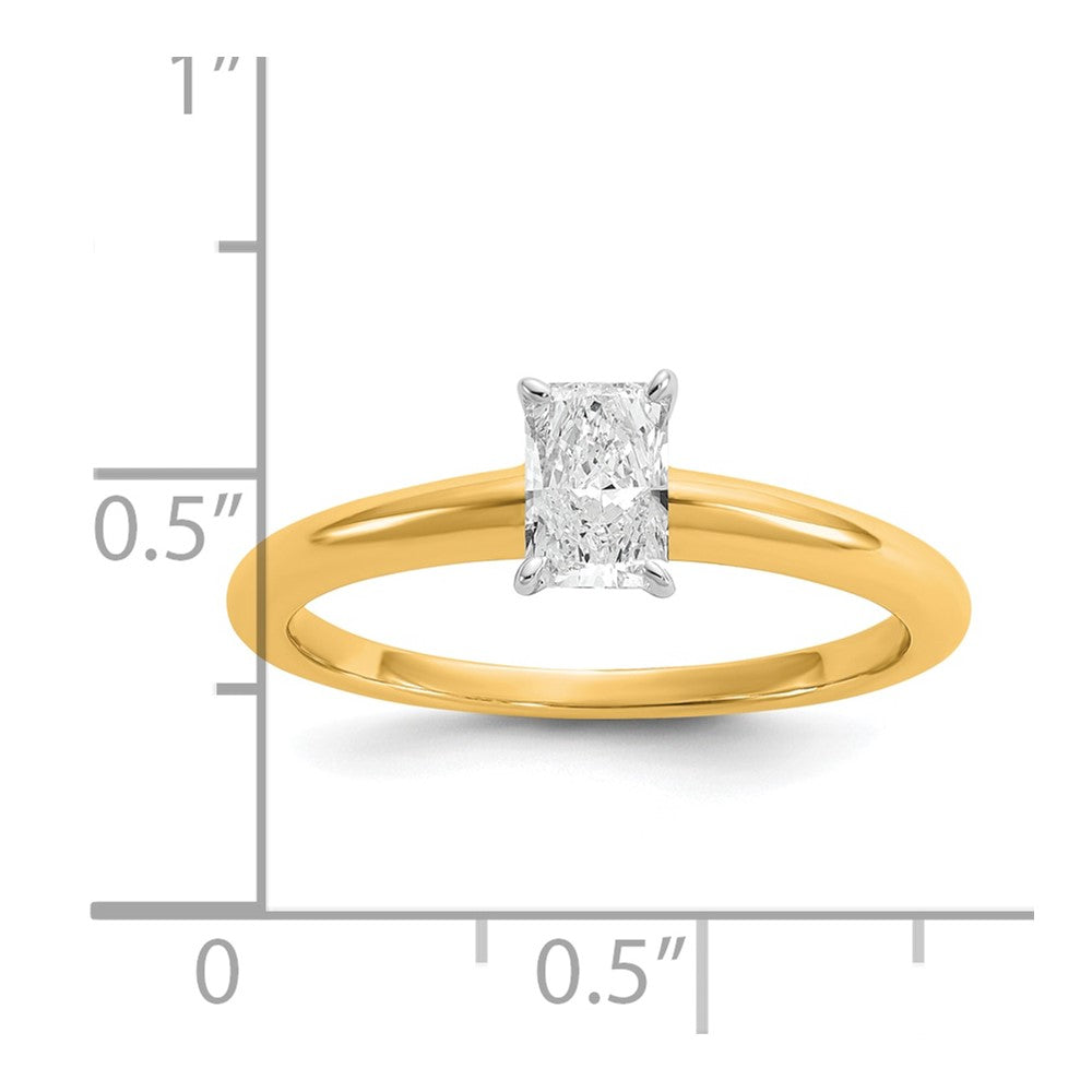 14K Two-Tone Gold Two-tone 1/2 carat Lab Grown Diamond VS+ F+ Radiant Solitaire Complete Engagement Ring