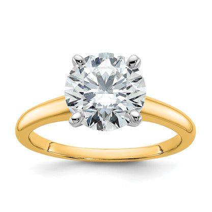 14K Two-Tone Gold 2 1/2 carat Lab Grown Diamond VS+ F+ Round Complete Solitaire Engagement Ring