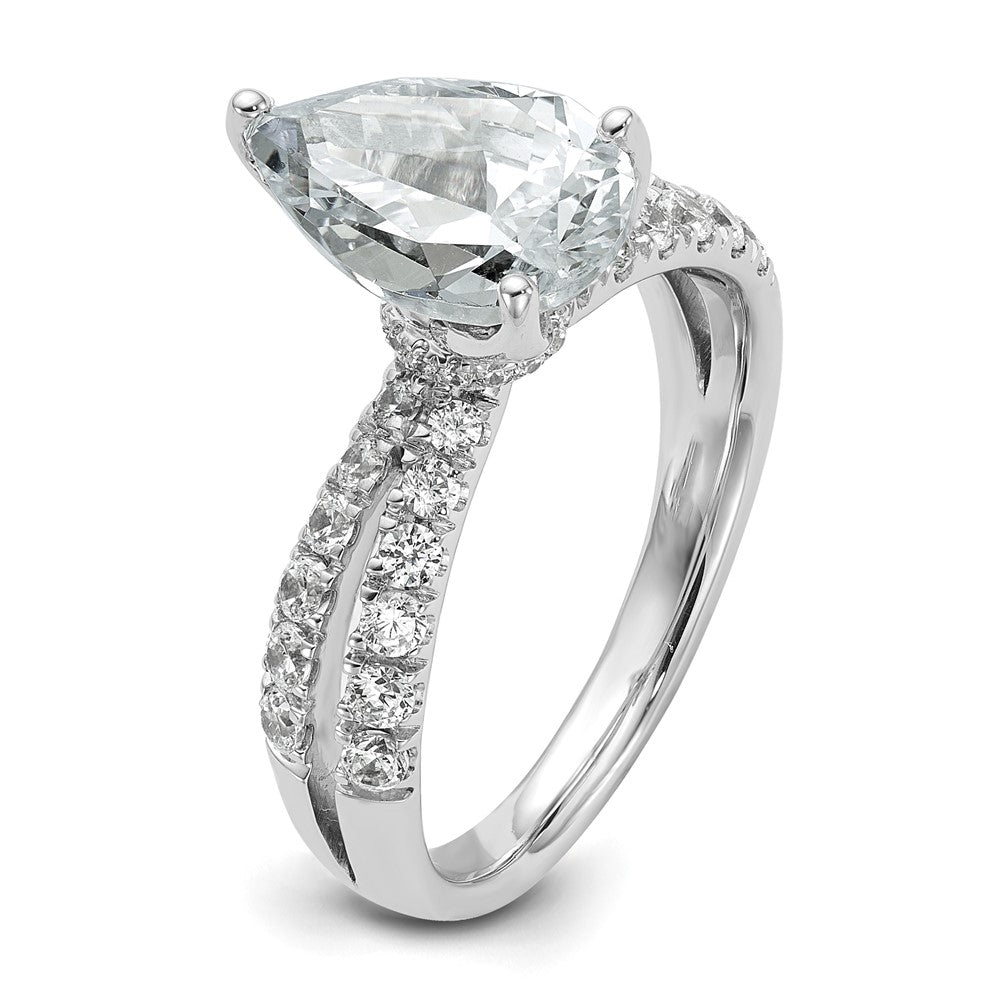 True Origin 14K White Gold 2 5/8 carat Lab Grown Diamond VS+ F+ Complete Pear Engagement Ring
