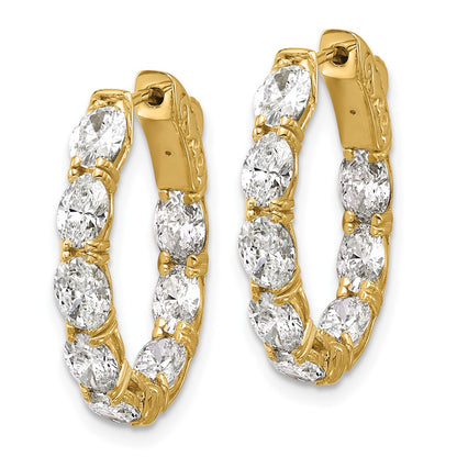 14K Yellow Gold 4 carat Lab Grown Diamond VS/SI+ G+ Oval and Round Complete In and Out Hoop Earrings