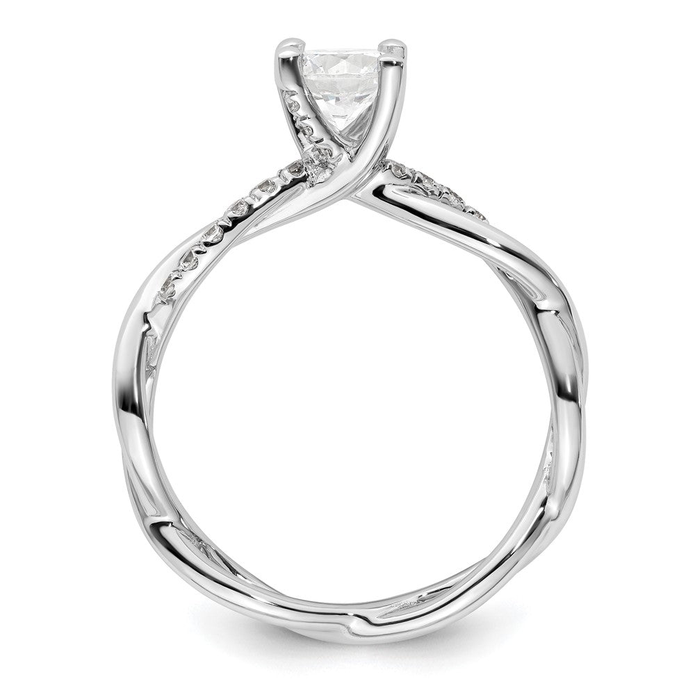 14K White Gold Criss-Cross (Holds 3/4 carat (5.8mm) Round Center) 1/5 carat Diamond Semi-mount Engagement Ring