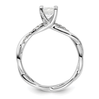 14K White Gold Criss-Cross (Holds 3/4 carat (5.8mm) Round Center) 1/5 carat Diamond Semi-mount Engagement Ring
