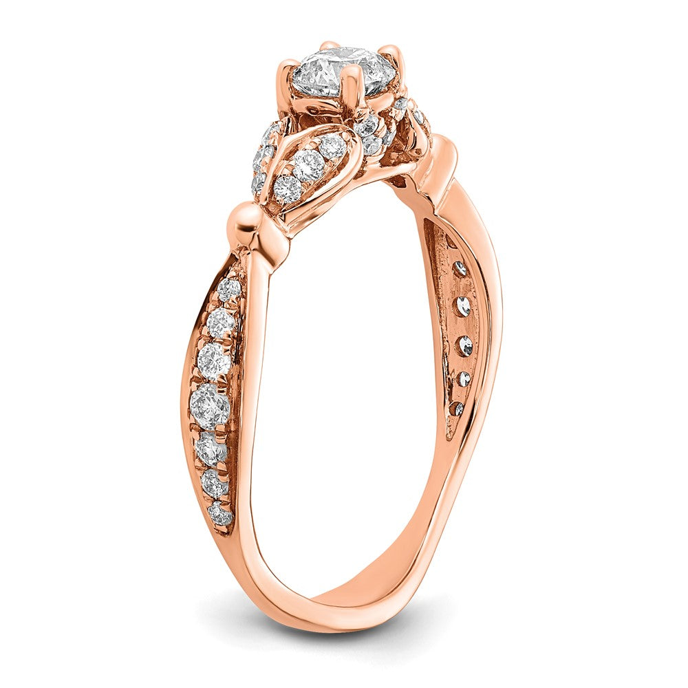 14K Rose Gold Two Hearts Diamond Semi-mount Engagement Ring