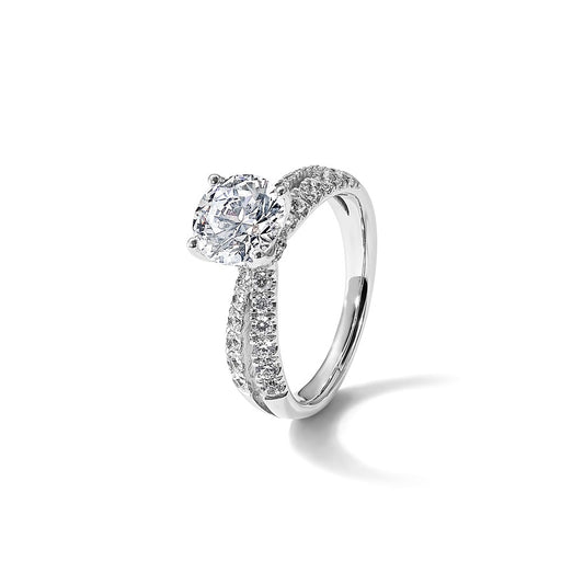 True Origin 14K White Gold 2 5/8 carat Lab Grown Diamond VS+ F+ Complete Round Engagement Ring