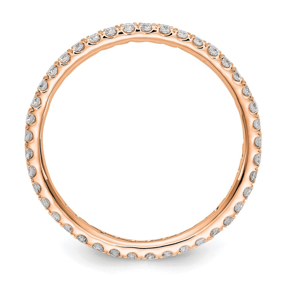 14K Rose Gold Polished Size 7 U-Shared Prong 1/2 carat Diamond Complete Eternity Wedding Band Ring