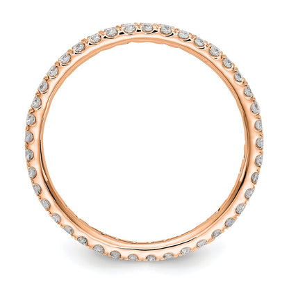 14K Rose Gold Polished Size 7 U-Shared Prong 1/2 carat Diamond Complete Eternity Wedding Band Ring