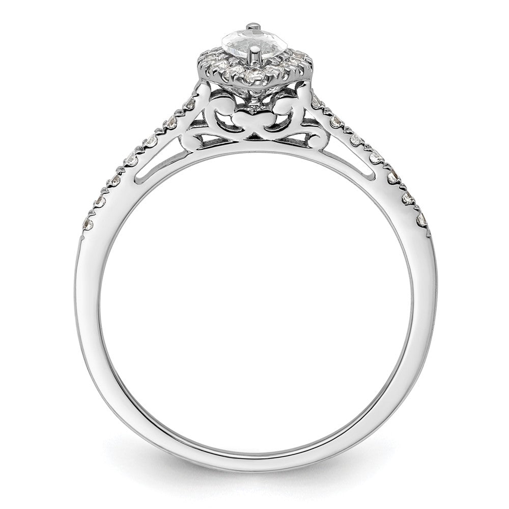 14K White Gold Halo (Holds 1/2 carat (8x4mm) Marquise Center) 1/4 carat Diamond Semi-mount Engagement Ring