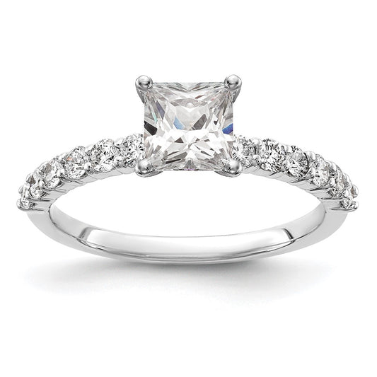 14K White Gold Peg Set 3/8 carat Diamond Semi-mount Engagement Ring