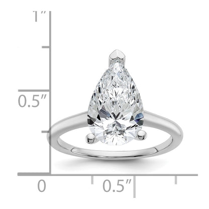 14K White Gold 3 carat Lab Grown Diamond VS+ F+ Pear Solitaire Complete Engagement Ring