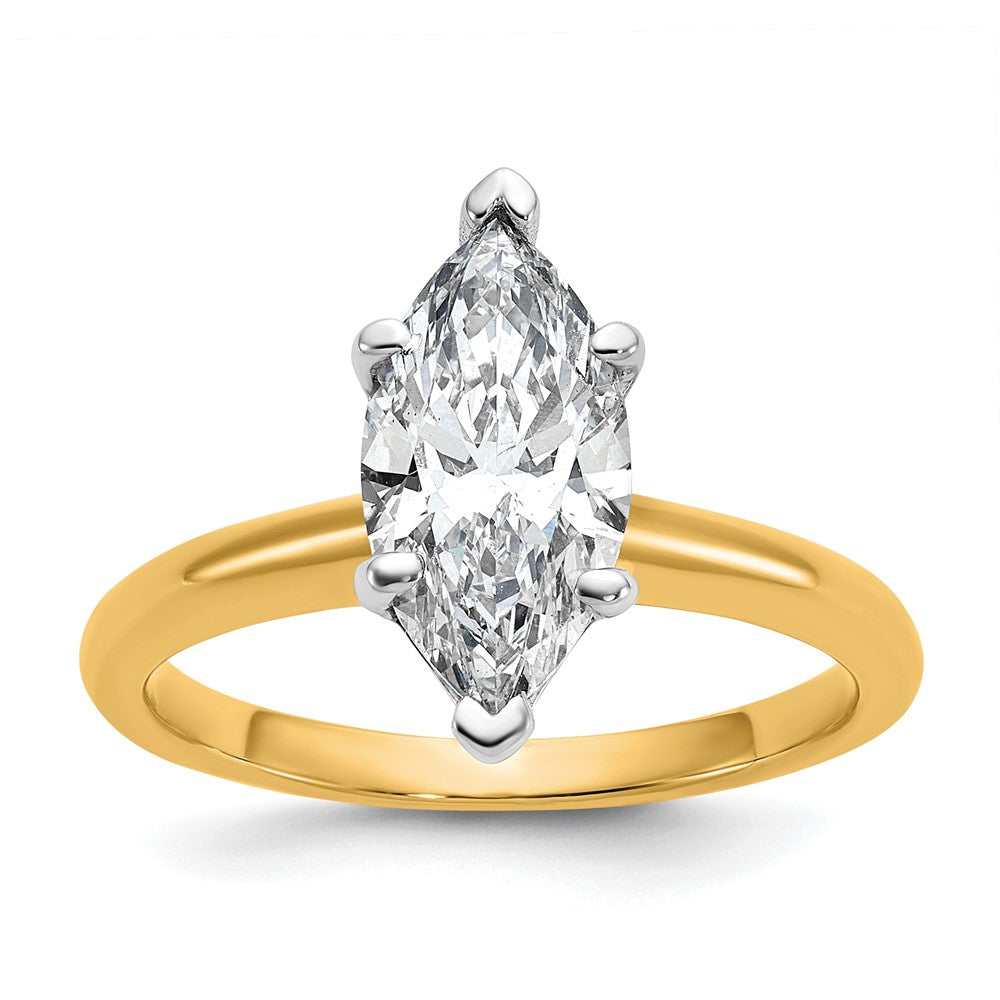 14K Two-Tone Gold Two-tone 2 carat Lab Grown Diamond VS+ F+ Marquise Solitaire Complete Engagement Ring