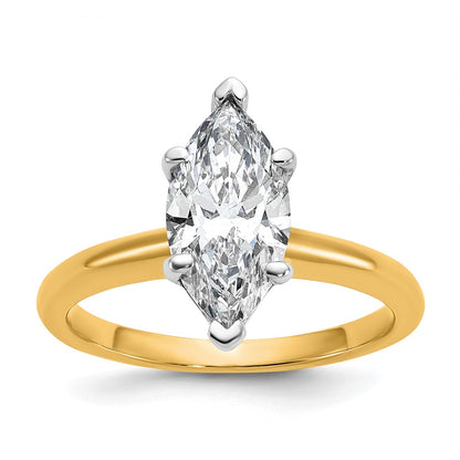 14K Two-Tone Gold Two-tone 2 carat Lab Grown Diamond VS+ F+ Marquise Solitaire Complete Engagement Ring