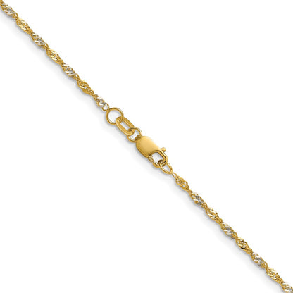 14K Yellow Gold with Rhodium 1.65mm Singapore 18 Inch Chain