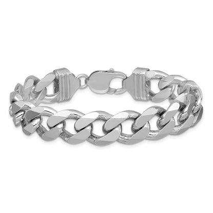 Sterling Silver Rhodium-plated 13mm Curb Chain