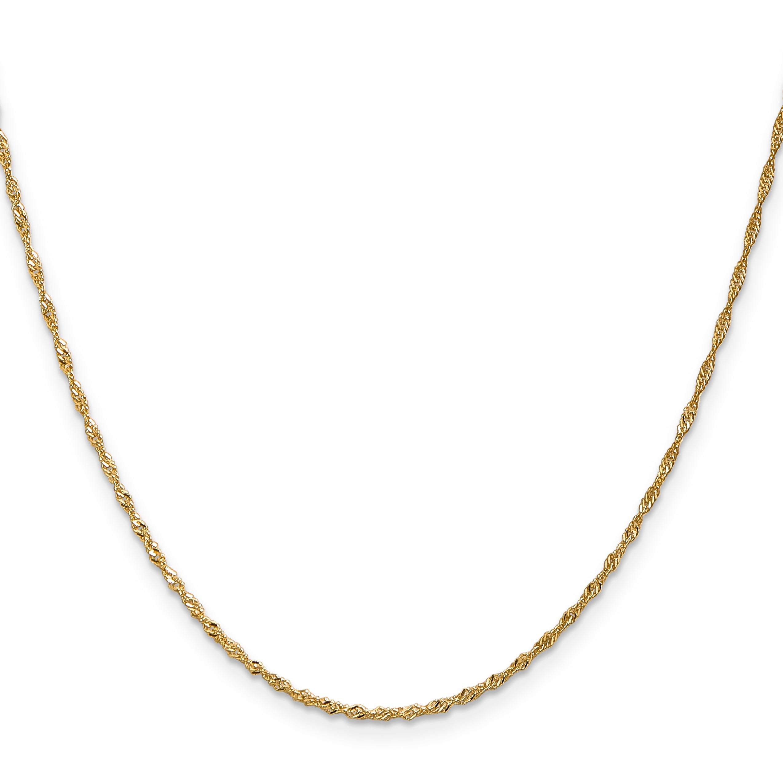 24 Inch 14K Yellow Gold 1.3mm Singapore Chain Necklace