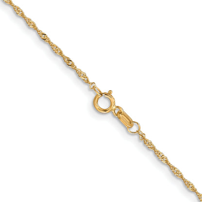 20 Inch 10K 1 mm Singapore Chain Necklace