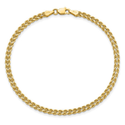 8 Inch 14k Yellow Gold 3.0mm Wide Diamond-Cut Double Rope Chain Bracelet