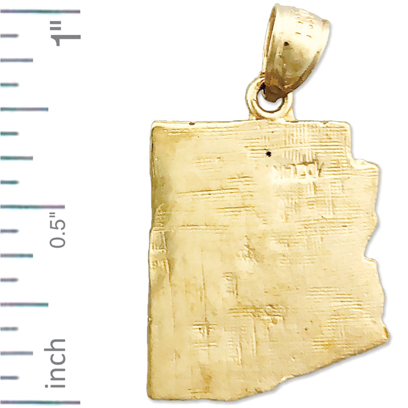 14K Gold Arizona State Map Charm