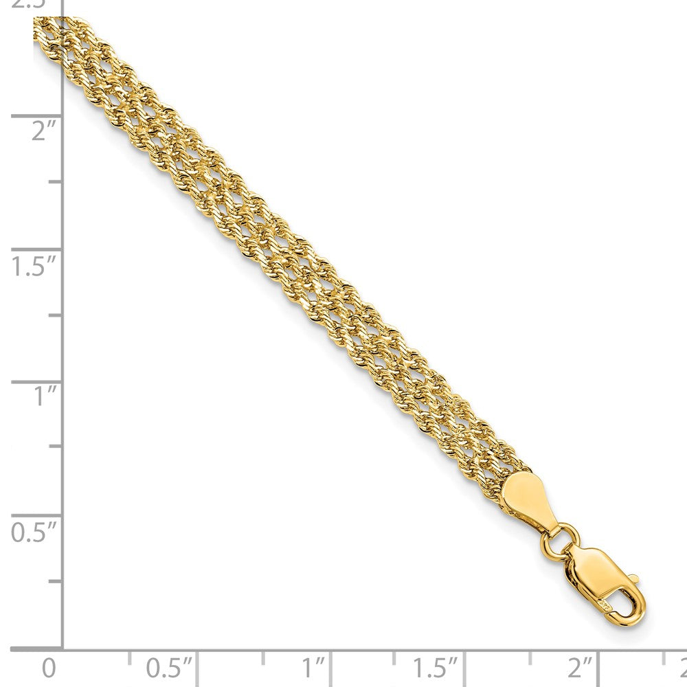 8 Inch 14k Yellow Gold 4.5mm Wide Diamond-Cut Triple Rope Chain Bracelet