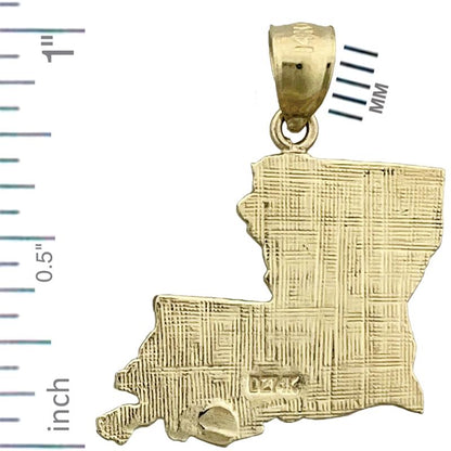 14K Gold Louisiana State Map Pendant