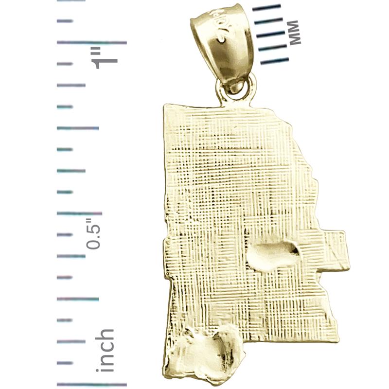 14K Gold Mississippi State Map Charm