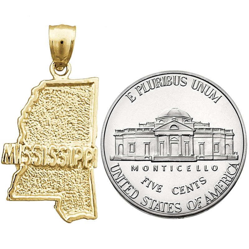 14K Gold Mississippi State Map Charm