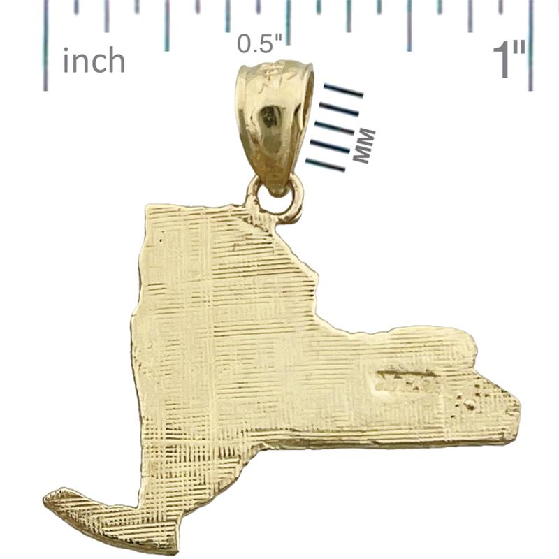 14K Gold New York State Map Pendant