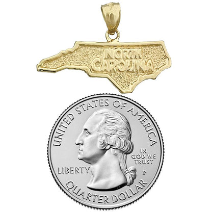 14K Gold North Carolina State Map Pendant