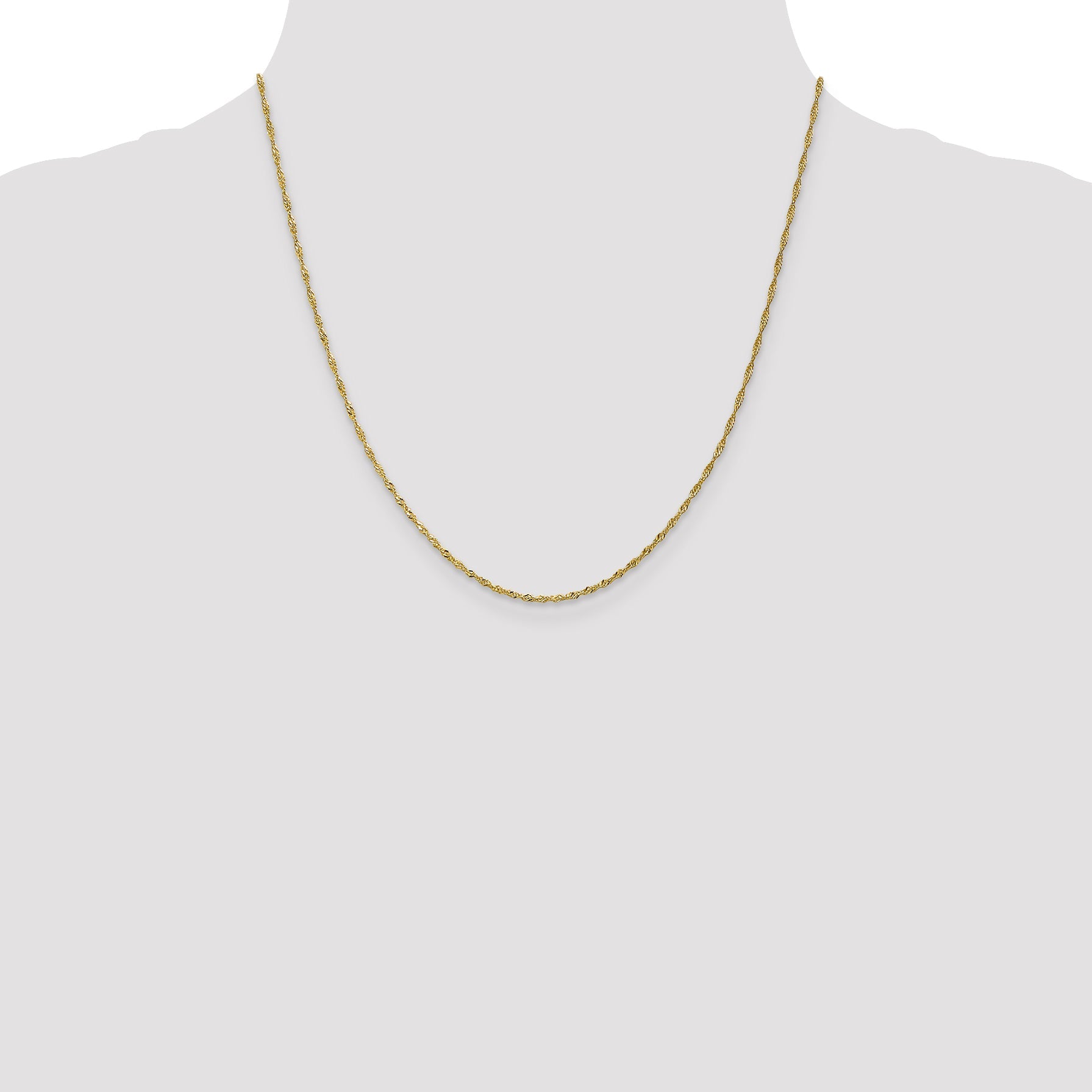 20 Inch 10K 1.3 mm Singapore Chain Necklace