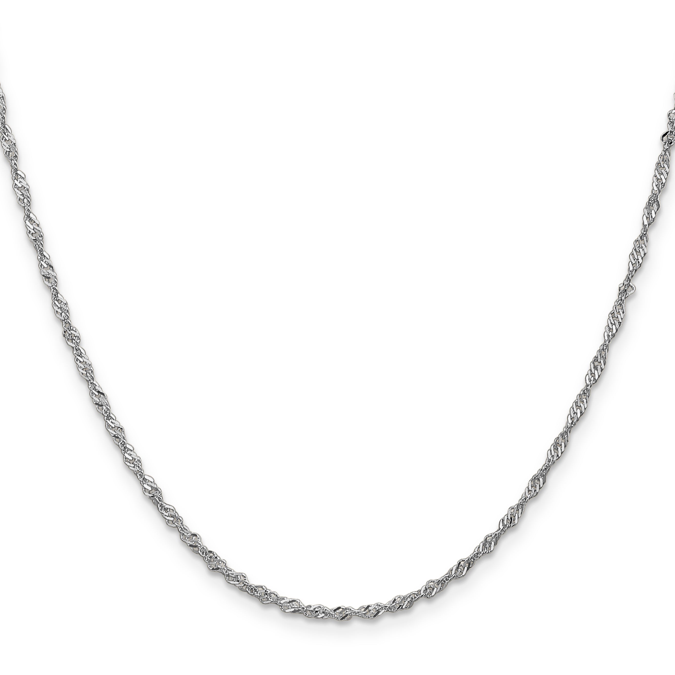 24 Inch 14K White Gold 1.6mm Singapore Chain Necklace