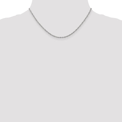 16 Inch 14K White Gold 1.6mm Singapore Chain Necklace
