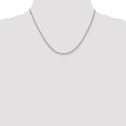 18 Inch 14K White Gold 1.6mm Singapore Chain Necklace