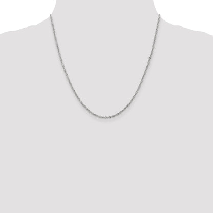 20 Inch 14K White Gold 1.6mm Singapore Chain Necklace