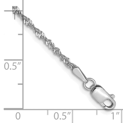 7 Inch 14K White Gold 1.6mm Singapore Chain Bracelet