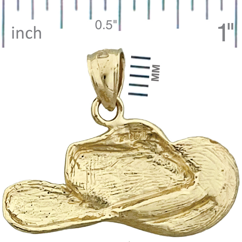 14K Gold Western Cowboy Hat Pendant