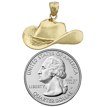 14K Gold Western Cowboy Hat Pendant