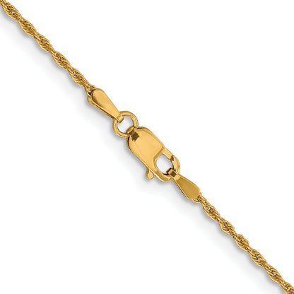 22 Inch 10K Yellow Gold 1.2 mm Loose Rope Chain Necklace