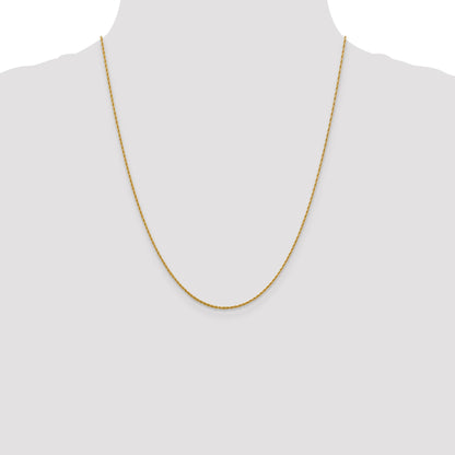 22 Inch 10K Yellow Gold 1.2 mm Loose Rope Chain Necklace