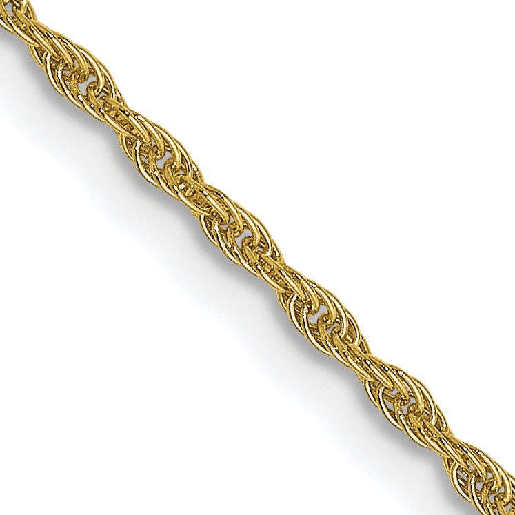 22 Inch 10K Yellow Gold 1.2 mm Loose Rope Chain Necklace
