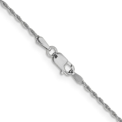 20 Inch 10K White Gold 1.2 mm Loose Rope Chain Necklace