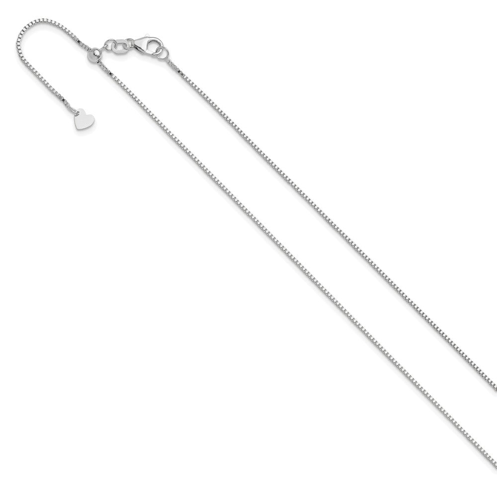 30 Inch 10K White Gold Adjustable .9mm Box Chain Necklace