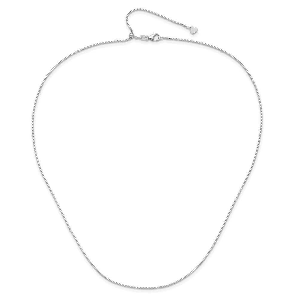 30 Inch 10K White Gold Adjustable .9mm Box Chain Necklace