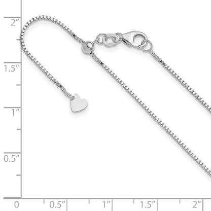22 Inch 10K White Gold Adjustable .9mm Box Chain Necklace