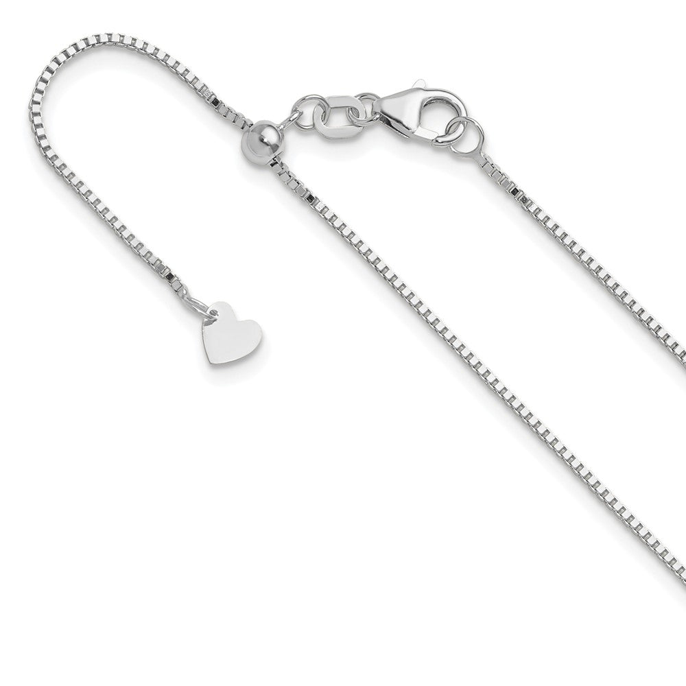 30 Inch 10K White Gold Adjustable .9mm Box Chain Necklace