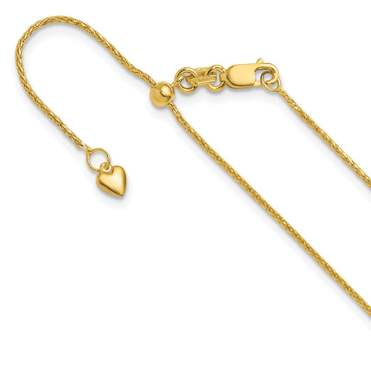 30 Inch 10K Adjustable 1mm Wheat Chain Necklace