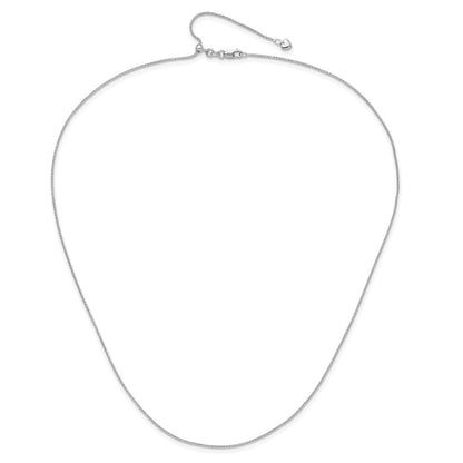 22 Inch 10K White Gold Adjustable 1mm Wheat Chain Necklace