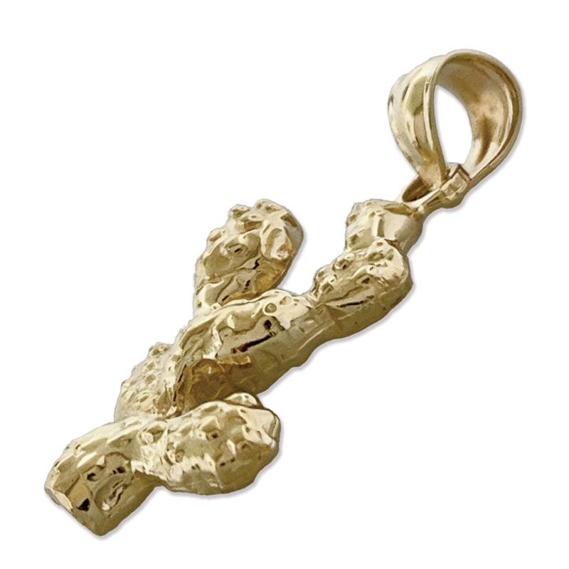 14K Gold Western Cactus Charm
