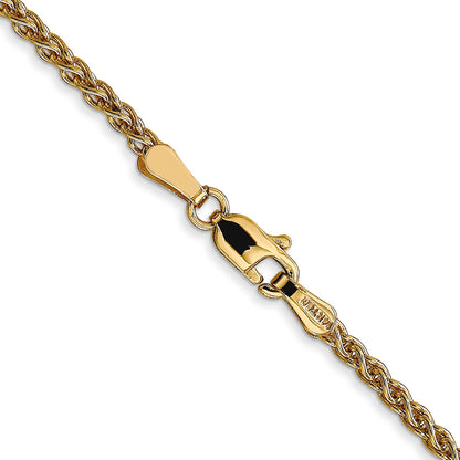 3 Inch 14K Yellow Gold 2.1mm Spiga Chain Necklace