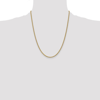22 Inch 14K Yellow Gold 2.1mm Spiga Chain Necklace